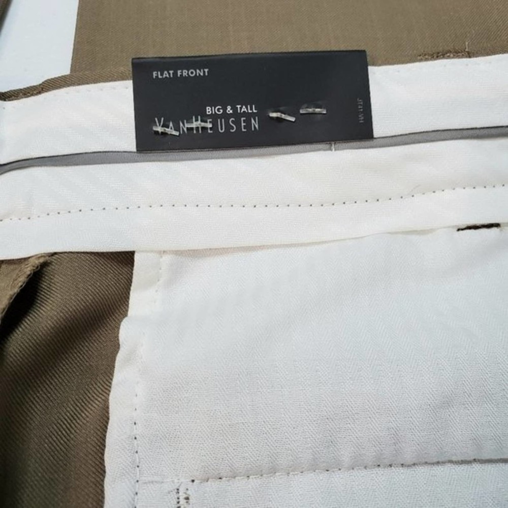 *SOLD* Van Heusen Tan No-Iron Extender Flat-Front Dress Pants 36x36 - Picture 10 of 13